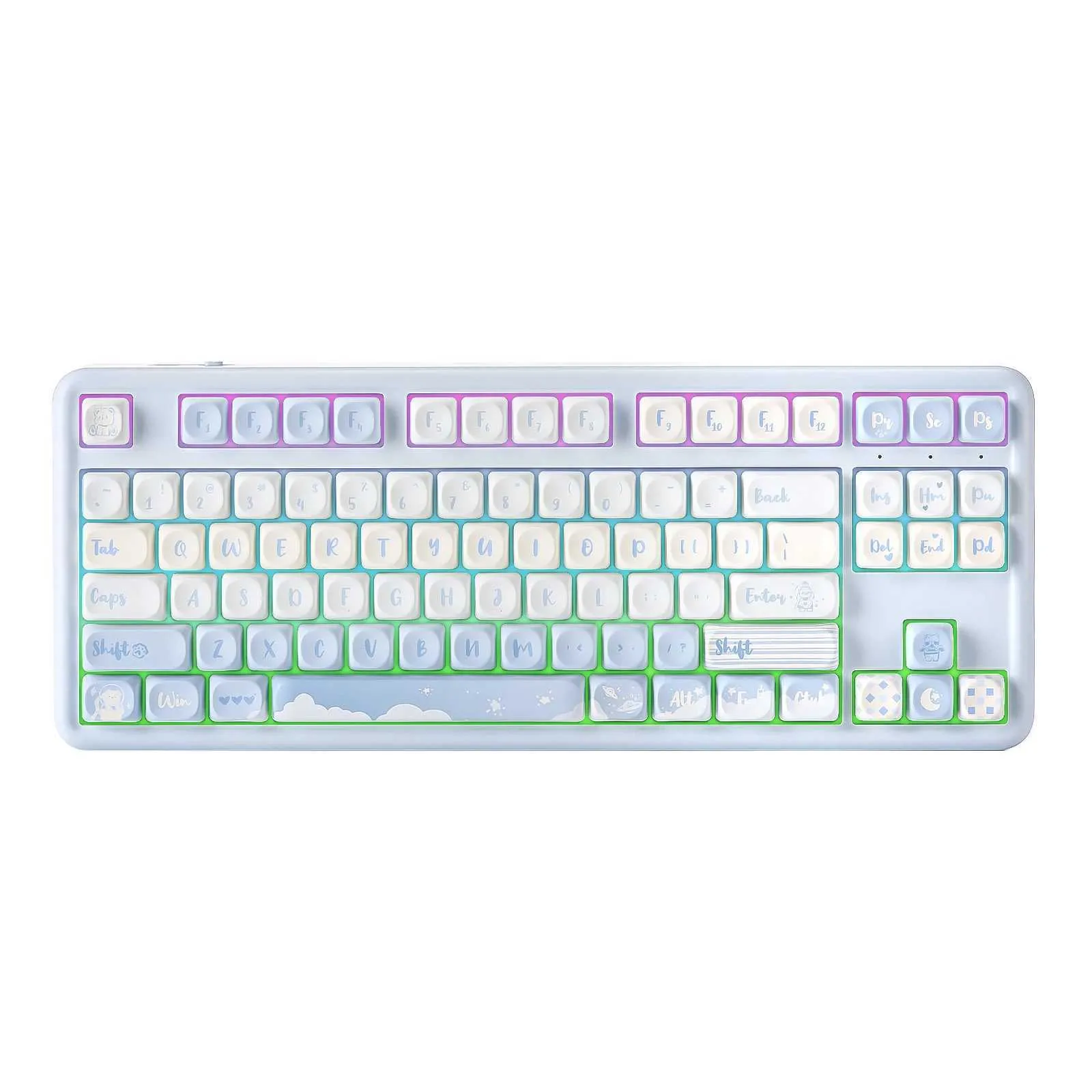 YUNZII B87 ブルー メカニカル ゲーミング キーボード ワイヤレス