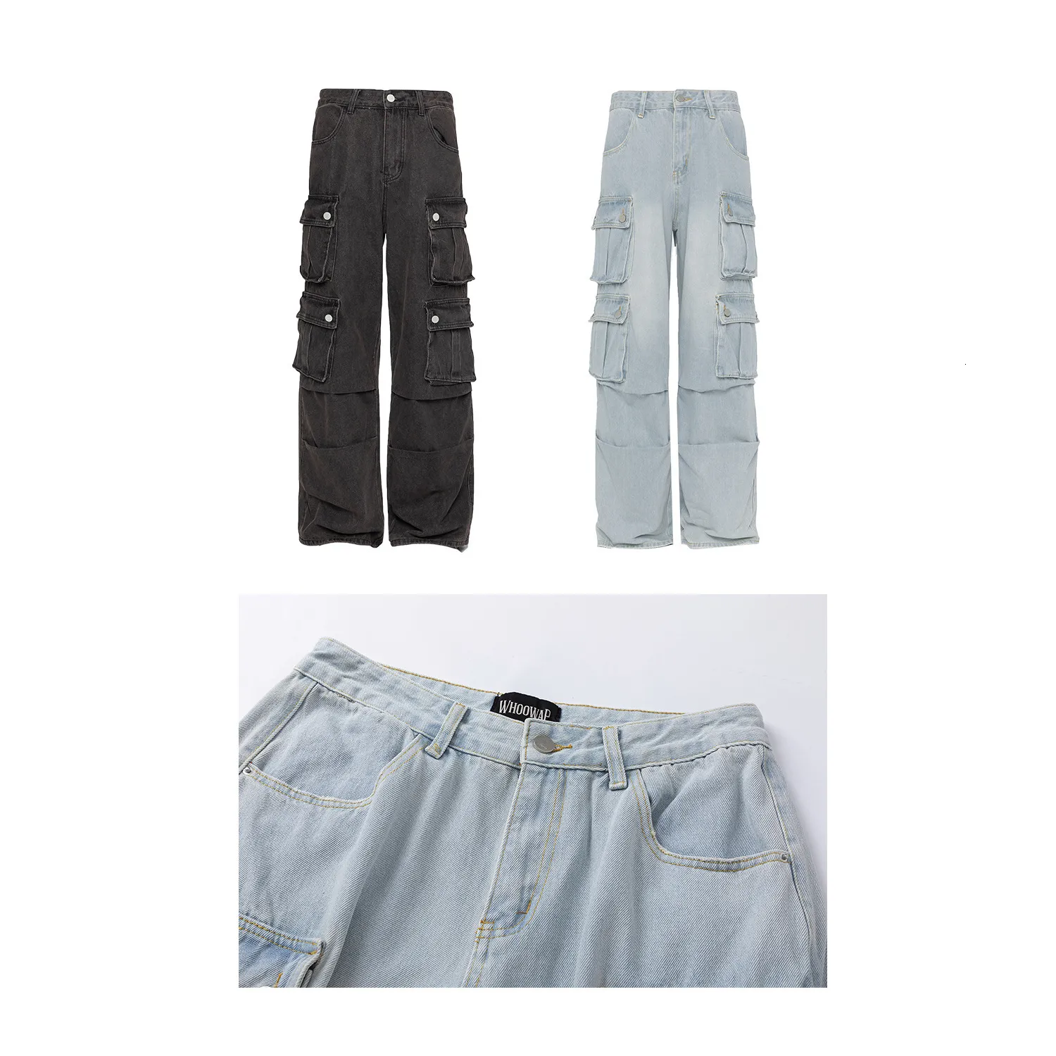 Retro Wide Leg Pants, American Washed Denim Jeans... From Yantop01 
