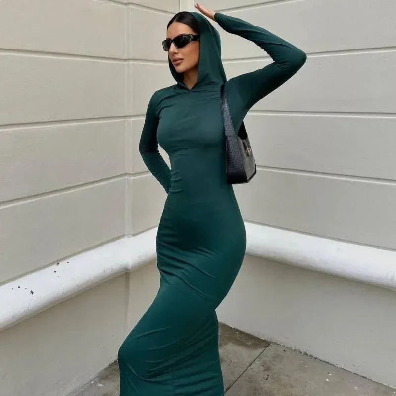 Chic Women's Bodycon Hoodie Long Bodycon dress - Slimfit, Long Sleeve, Solid Color, Casual Fit for Spring and Summer (Style 250109) Chic Women's Bodycon Hoodie Long Bodycon dress - Slimfit, Long Sleeve, Solid Color, Casual Fit for Spring and Summer (Style 250109)
