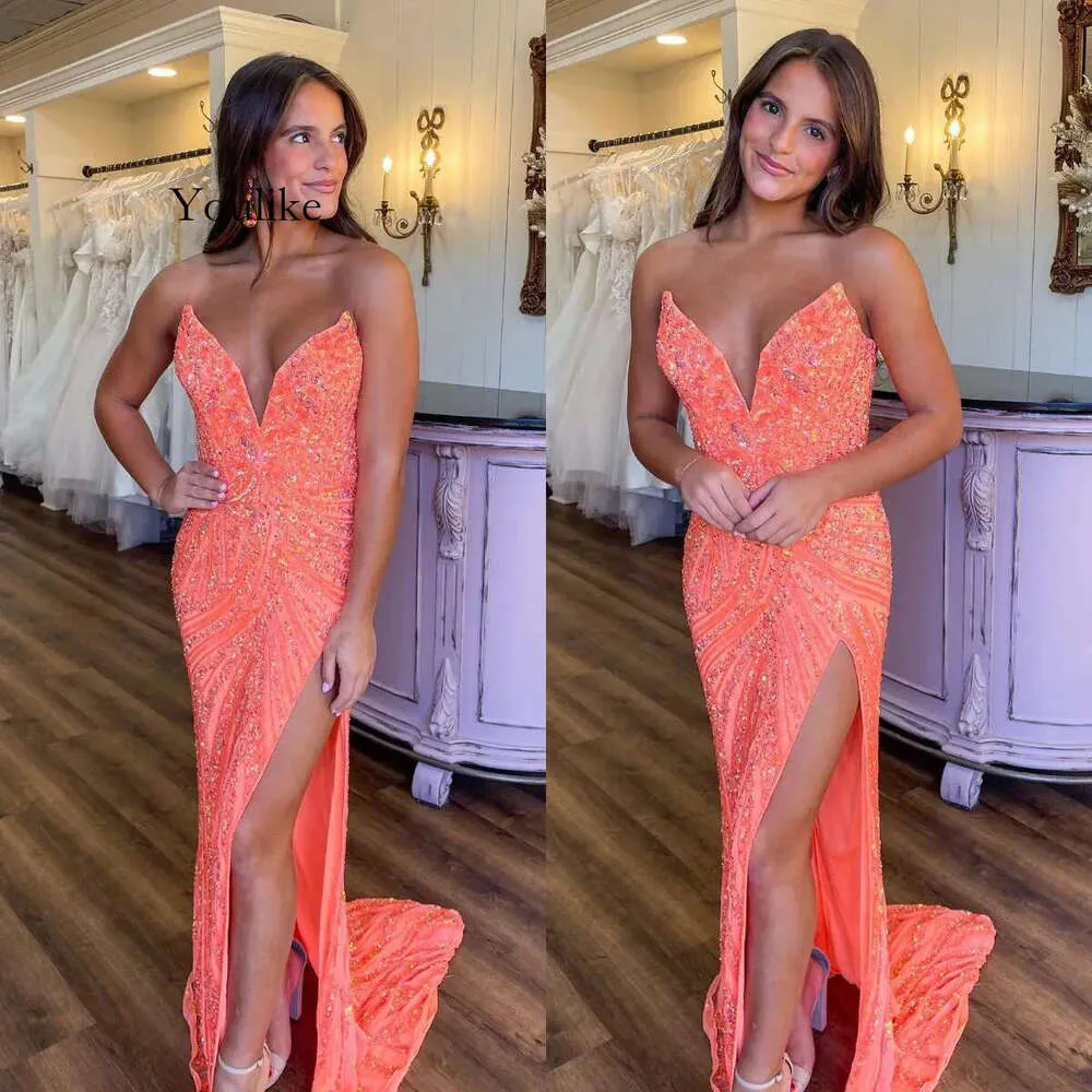 Orange Prom Coral Dress Sweetheart Sequins Evening... From 262,57  | DHgate