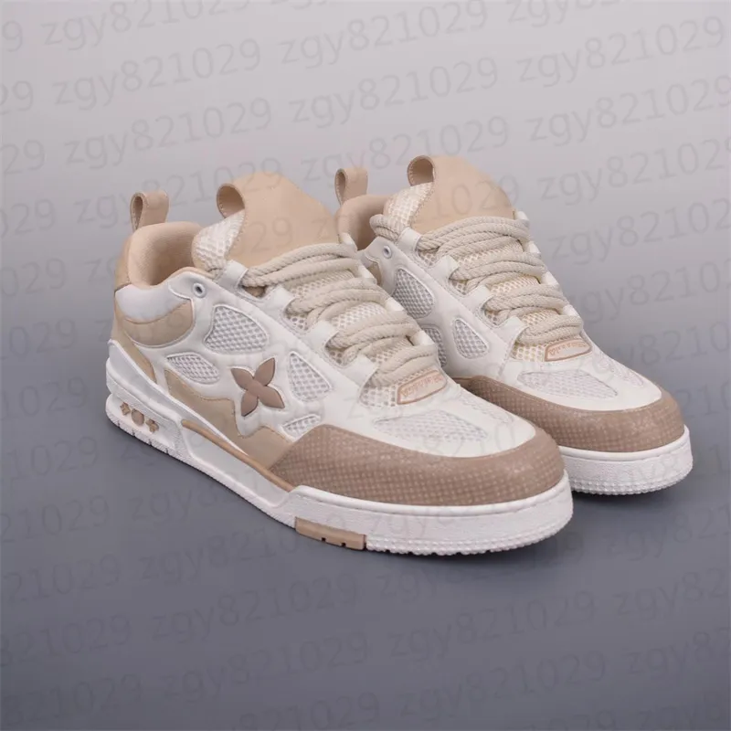 Beige White Skate Sneakers Popular Luxury Designers Men Shoe