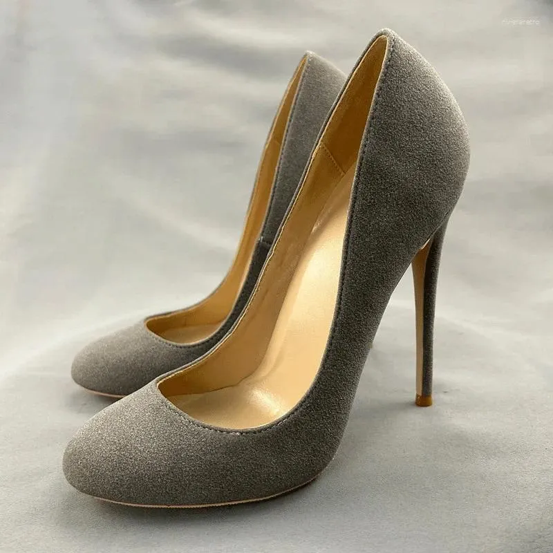 Dress Shoes Tikicup Solid Grey Women Faux Suede Round Toe High Heel 12cm  Thin Stiletto Pumps Size 33-46 from Dhgate Dress Shoes - price 69.62