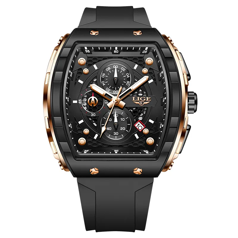 Orologio da uomo LIGE in oro, impermeabile, in acciaio inossidabile, con data, giorno della settimana, al quarzo, orologio da polso di lusso da uomo, orologio da lavoro, Relogio Masculino