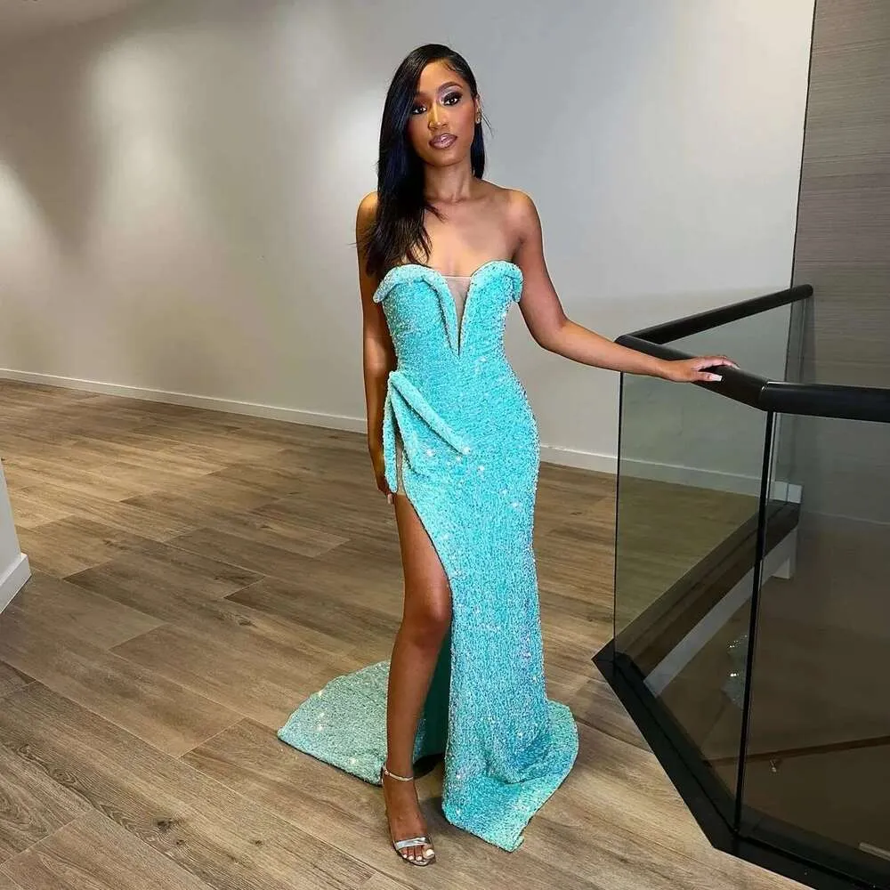 Sequined South African Prom Sheath Sweetheart V-Neck Sleeveless Black  Evening Dress with Side Split from Dhgate Evening Dresses - price 366.76