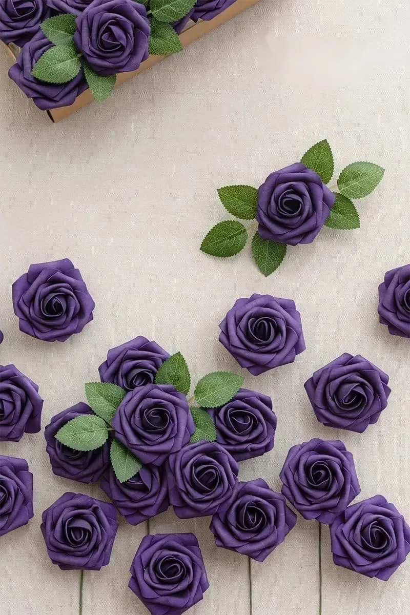 Mefier Home Flores Artificiales Rosas Moradas WSTEM Para Los Centros De Mesa  De Decoración De Bodas Arreglos Bouquets 250115h De 12,14 € | DHgate, image size:800x1200