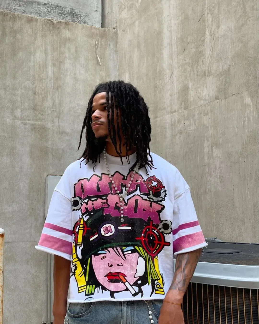 Wholesale American Fun Cartoon Character Printed Round Neck