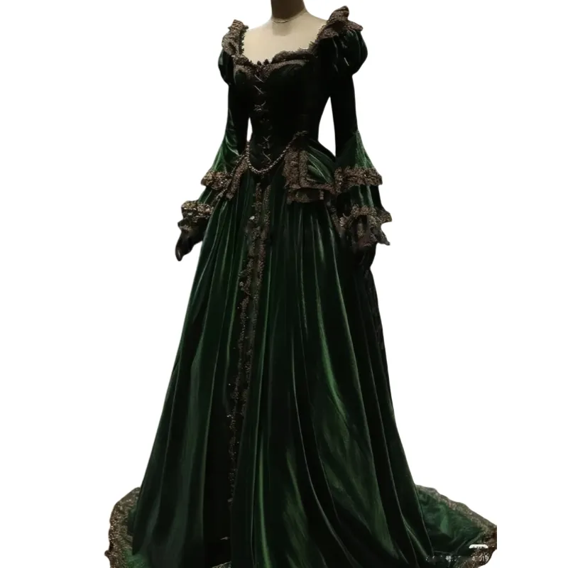 Vintage Dark Green Velvet Prom Dress with Long Sleeves Lace Appliques Sweetheart Corset A-Line Sweep Train Evening Gown from Dhgate Prom Dresses - price 180.43 Vintage Dark Green Velvet Prom Dress with Long Sleeves Lace Appliques Sweetheart Corset A-Line Sweep Train Evening Gown from Dhgate Prom Dresses - price 180.43