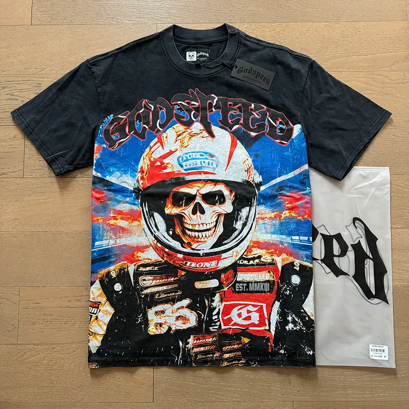 Men's T-Shirt Godspeed Skull Print Casual Street Hip Hop Spandex
