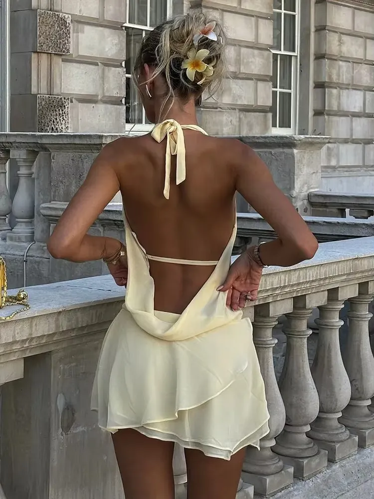 backless halter mini dress Impala Black - US 2 formal dresses Cea White backless halter-neck mini