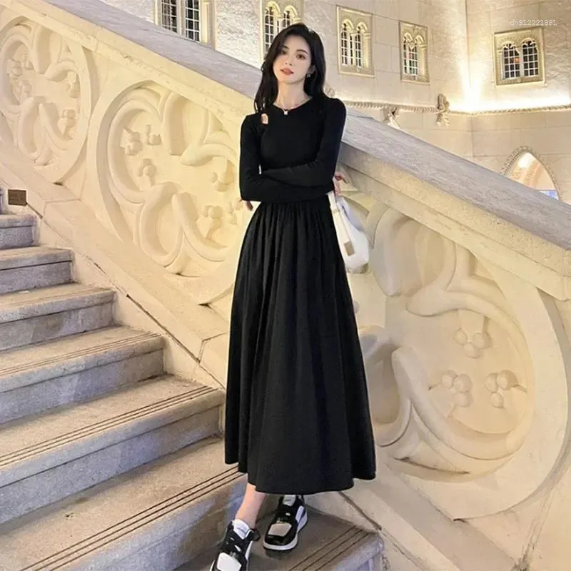 Save Big on Bulk Korean Formal Dresses Women Korean Clothing Womens Long  Sleeve Dress O Neck A Line, Fashion Streetwear Style For Ladies, Hollow Out 