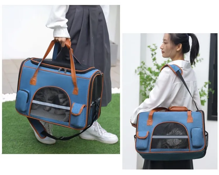 Pet Large Cats Over 15 Soft Side Small Dog Foldable Carrying Bag Sturdy Transport Carrier For Long Distance Travel_voghion.com
