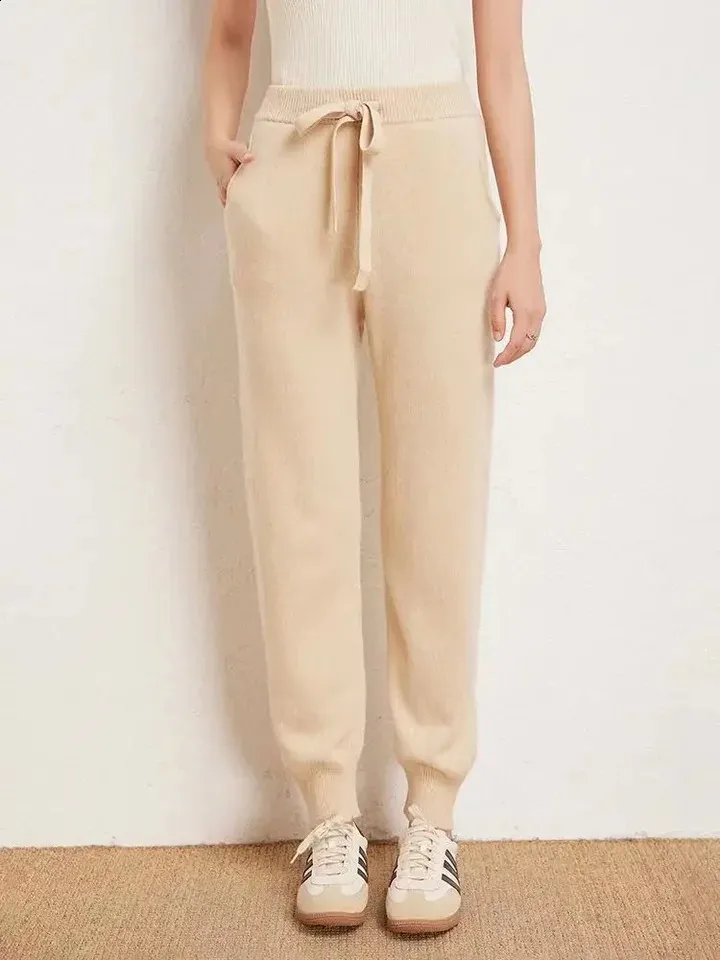 Pantalon Femme Taille Haute En Laine & Coton | Jambe Large Droite | Confort Automne-Hiver | Style Décontracté Élégant - 7