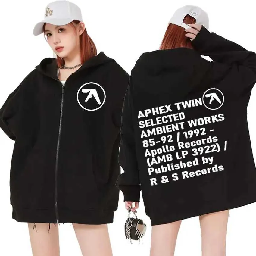 Aphex Twin Ambient Works Zip Up Hoodie Harajuku Hip Hop