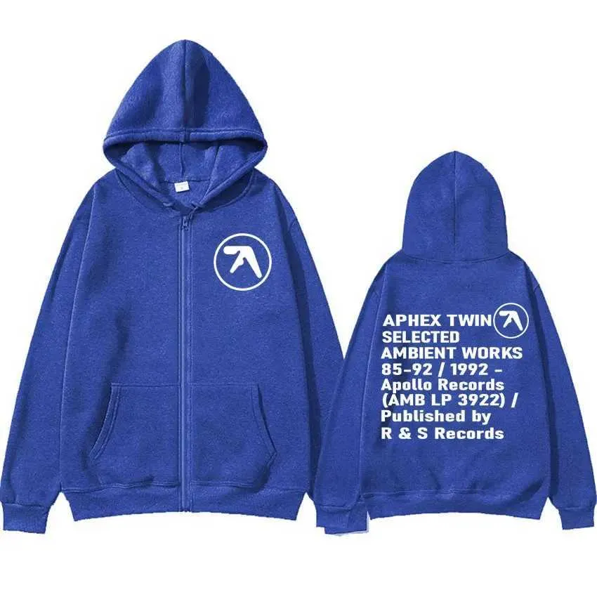 Aphex Twin Ambient Works Zip Up Hoodie Harajuku Hip Hop