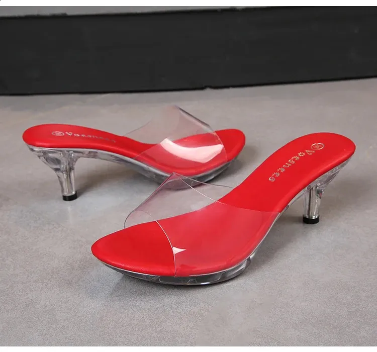 Women's Clear Patent Leather Mule Sandals Low Heel Pointed Slides_voghion.com