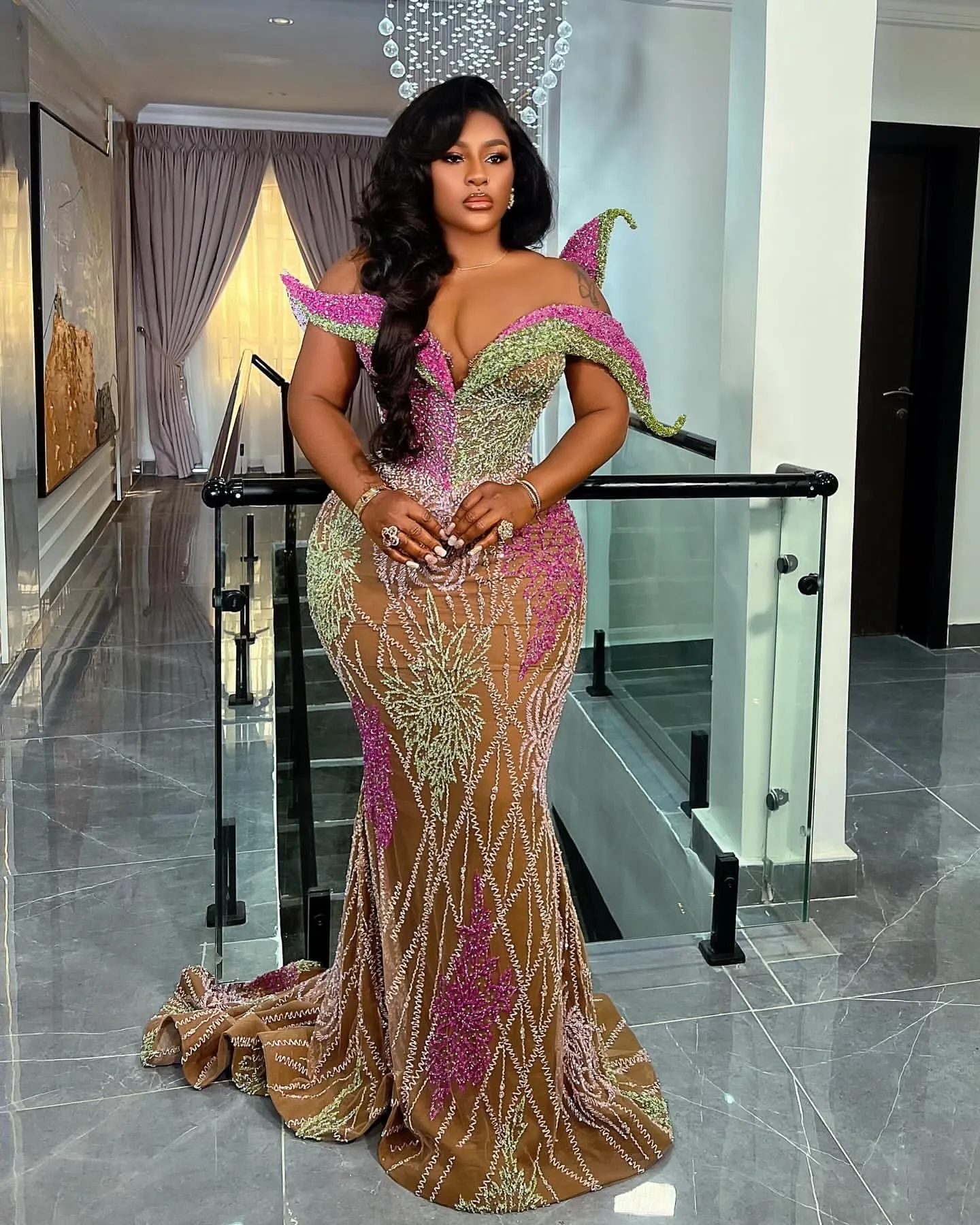 Illusion Mermaid Prom reception dress for women with Lace Beading - Stylish Evening Formal Party Gown for Special Occasions - Plus Size Available
