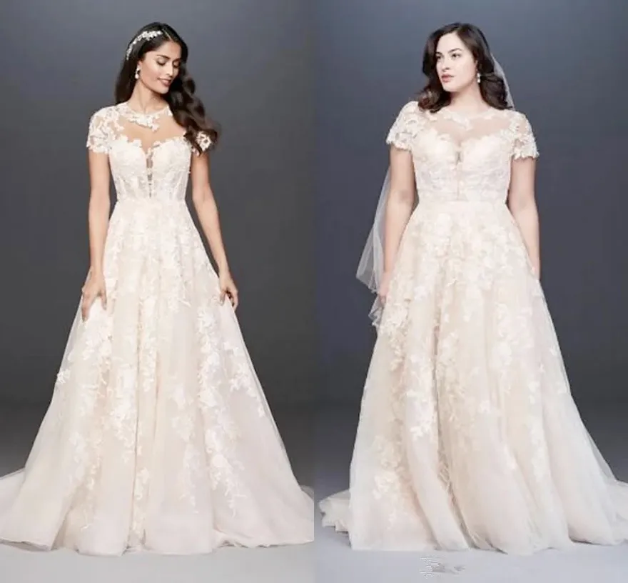 sachin and babi light blue dress Plus Size Princess Cassini Short Sleeve Wedding Dress with Short Sleeves and Jewel Neckline