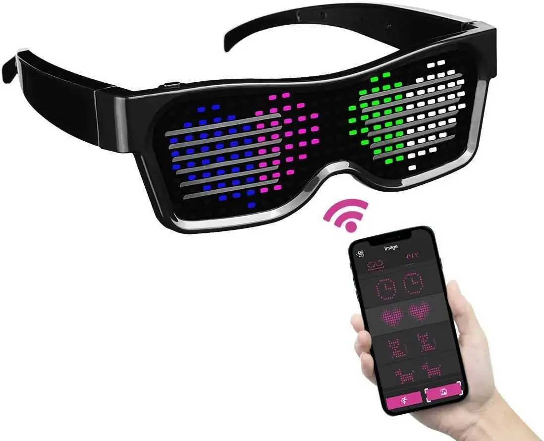 Save Big on Bulk Programmable Led Glasses T250122 New Years LED Glasses  Programmable Display Sunglasses With App Control For Party, DJ, Bar, Dance  | ...