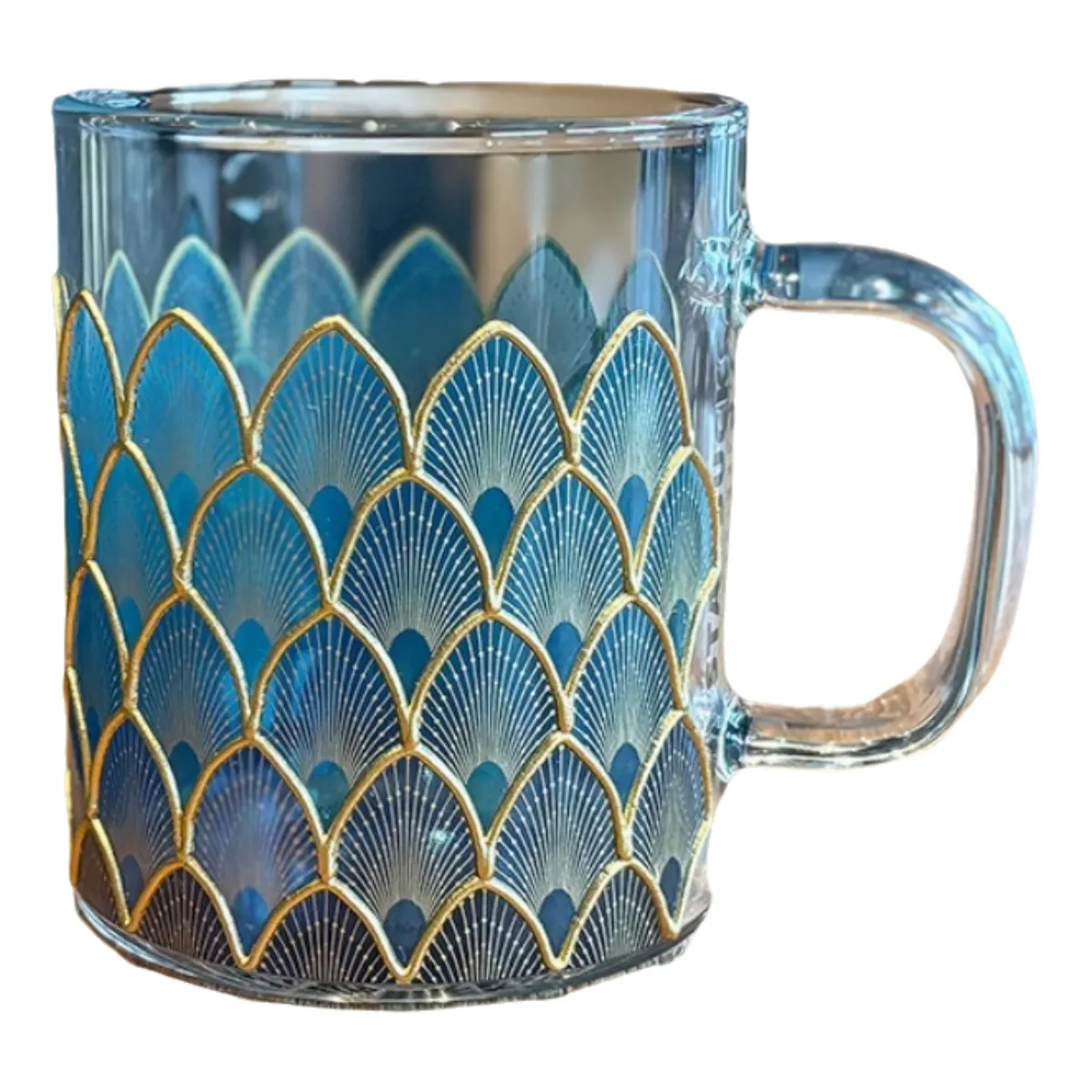 Starbucks 12oz Luxury Blue Gold Glass Cup With Fish... From 8,03  | DHgate