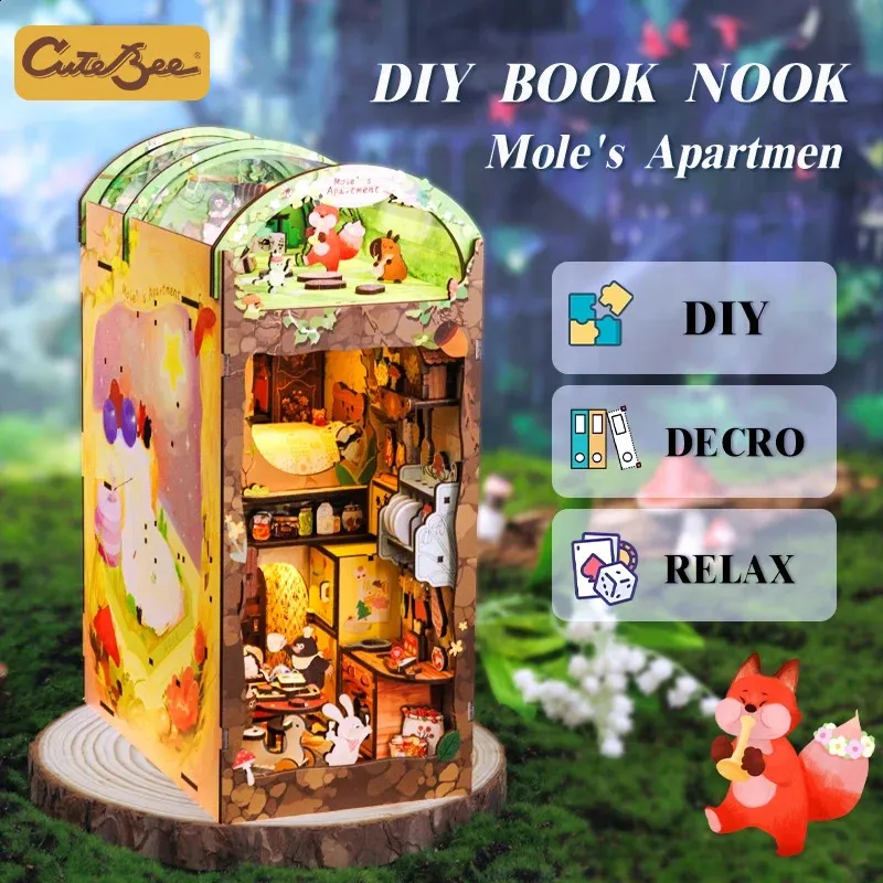 CUTEBEE Book Nook Kit DIY Dollhouse With Touch Light... From Qiyuan06 ...
