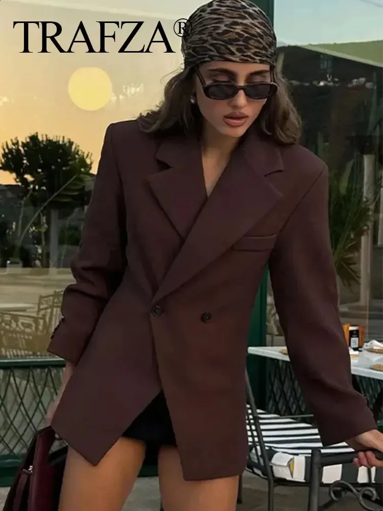 Blazer Femme Chic Décontracté – Veste Double Bouton Avec Revers, Pour Bureau Et Sorties