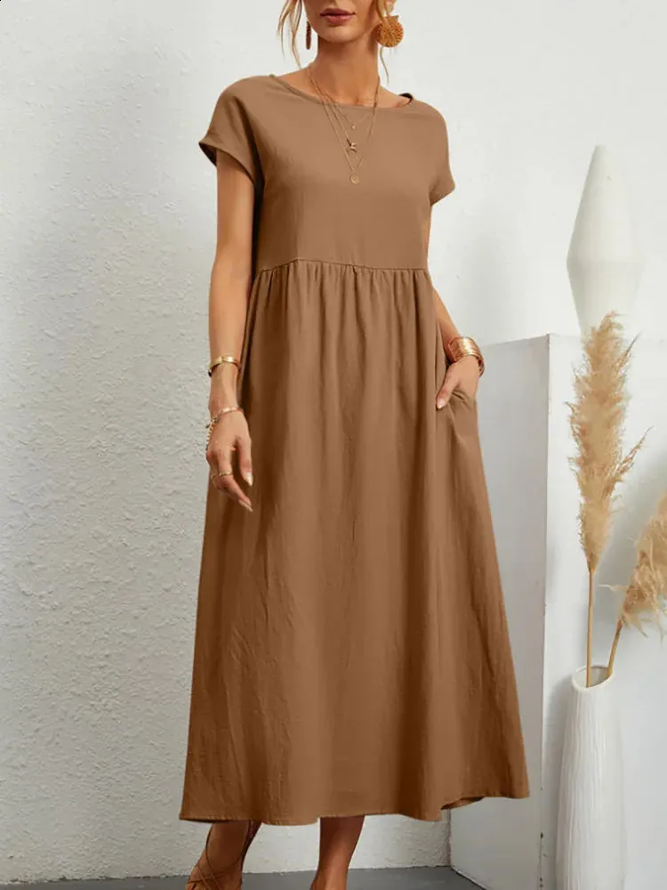 Womens Vintage Solid Dress 2023 Summer Elegant O Neck... From Mu03, $14.16  | DHgate.Com