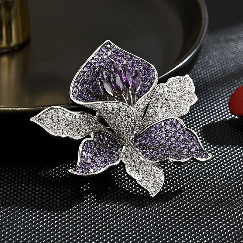 Vintage-Style Orchid Rhinestone Brooch – Luxury Women's Jewelry For Special Occasions 11 thumbnail image