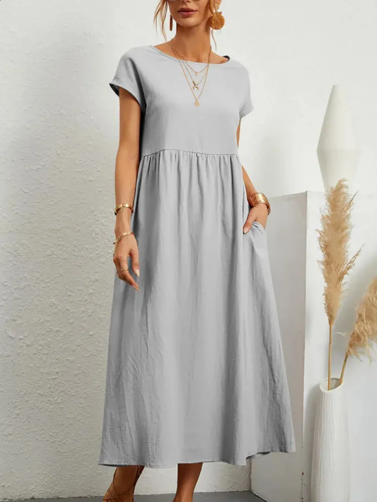 Womens Vintage Solid Dress 2023 Summer Elegant O Neck... From Mu03, $14.16  | DHgate.Com
