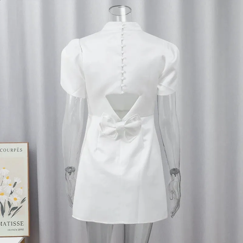 shopee white dress puff sleeve puff dress French Style Dress Waist Slimming Square Collar Temperament Long Dress quarter sleeves and tiered skirt provide a flowy look and feel Shop dress white for Sale