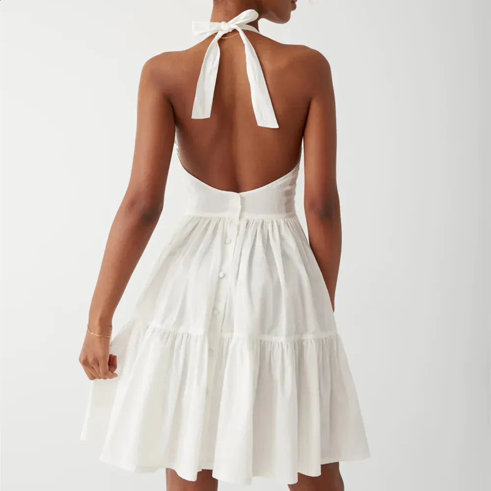 Hirigin Vintage Striped Halter valentine's day dress for Women - Sleeveless, Backless, A-Line with Tiered Ruffle - Perfect for Party and Club - Style