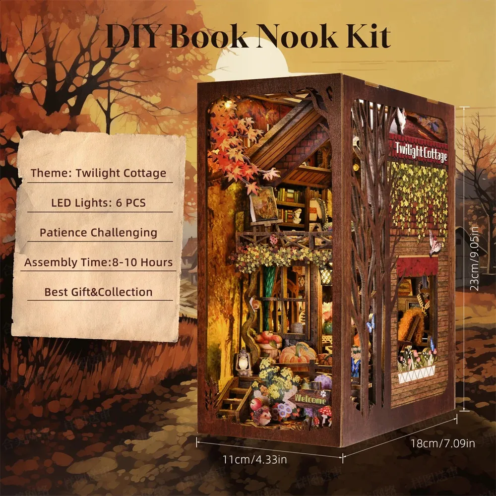 Kit De Rincón De Libros Para Bricolaje Con LED, Rompecabezas De Madera 3d Decoracion De Estanteria Muebles De Casa De Munecas Diorama De Kit De Rincón De Libros Para Bricolaje Con LED, Rompecabezas De Madera 3d Decoracion De Estanteria Muebles De Casa De Munecas Diorama De
