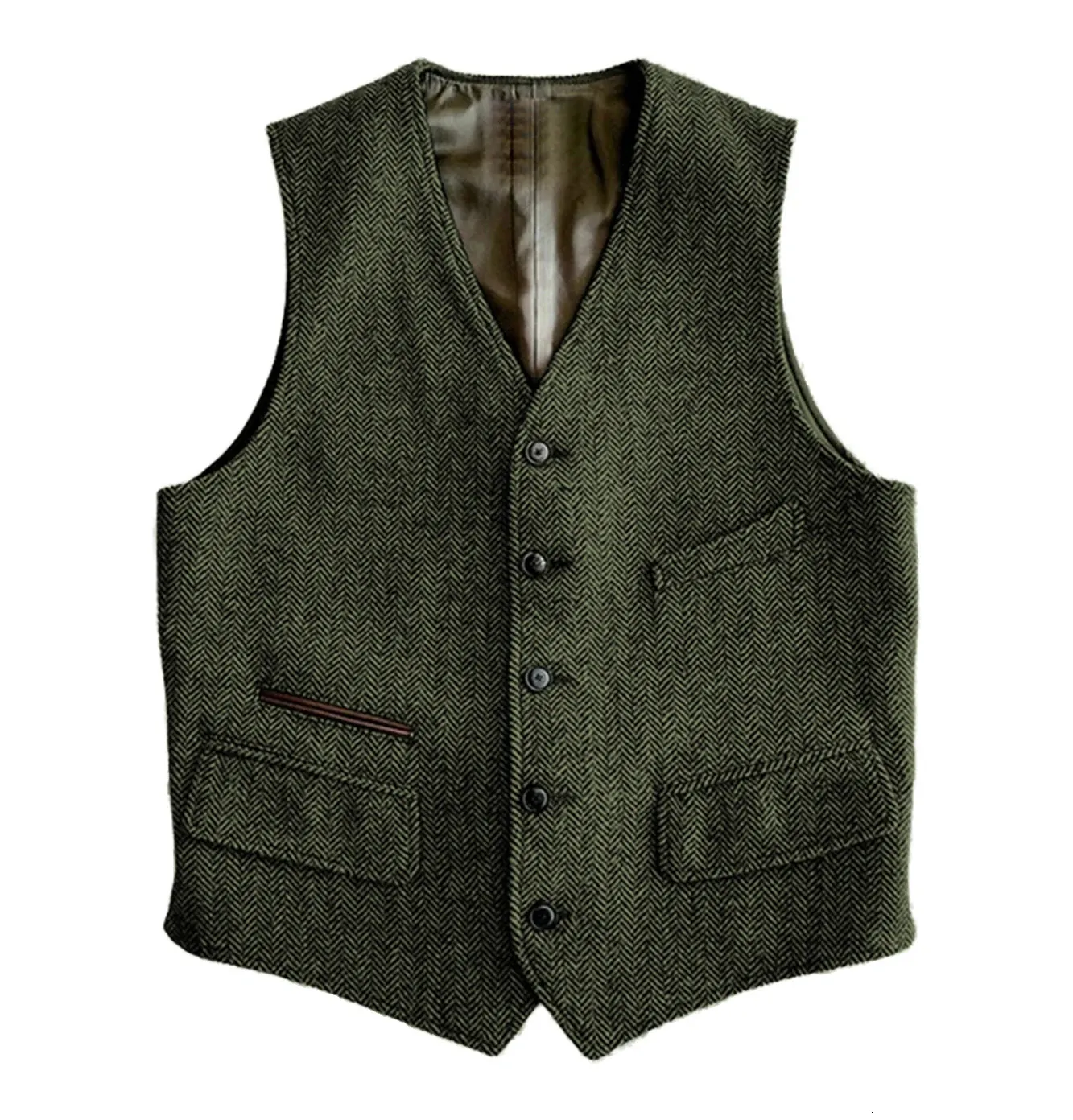 Gilet en tweed à double boutonnage pour homme – Gilet sans manches