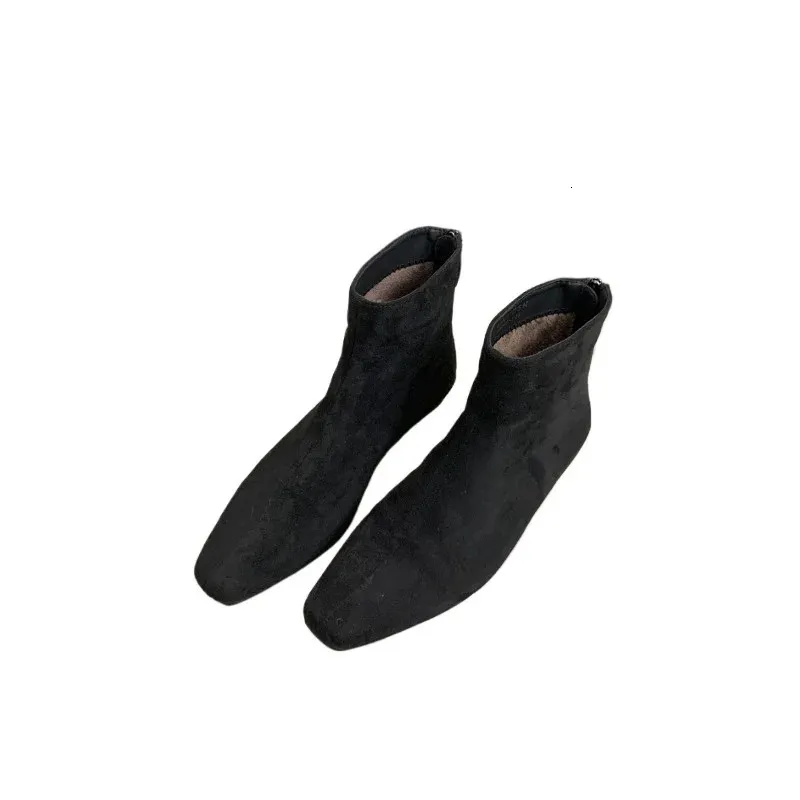 Bottines à talon carré de haute qualité, fermeture éclair arrière, pour femme, élégantes et confortables, parfaites pour le bureau et le travail (Zapatos 250122)_voghion.com