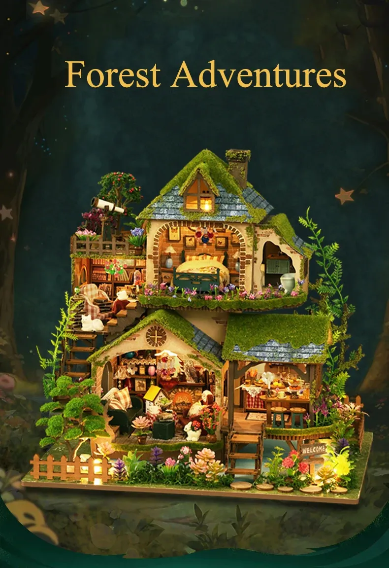 Wooden Miniature Model Kit Forest Adventures Casa From Qiyuan06