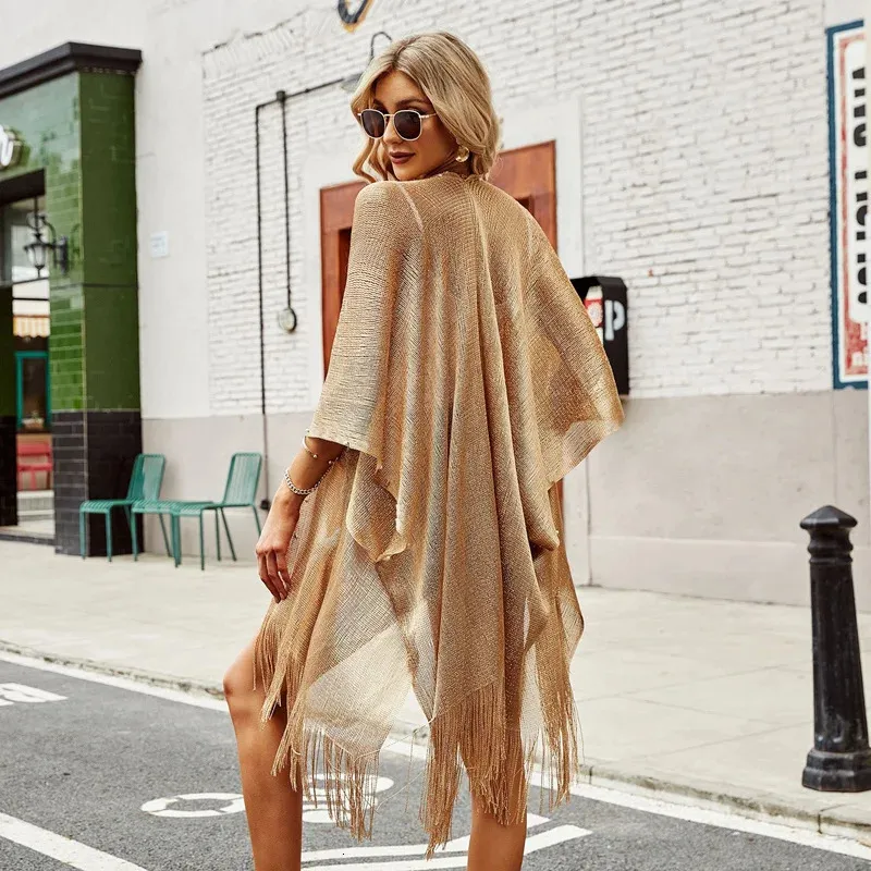 Leopard Print Beach Cover-Up with Fringe Details Leopard Print Beach Cover-Up with Fringe Details