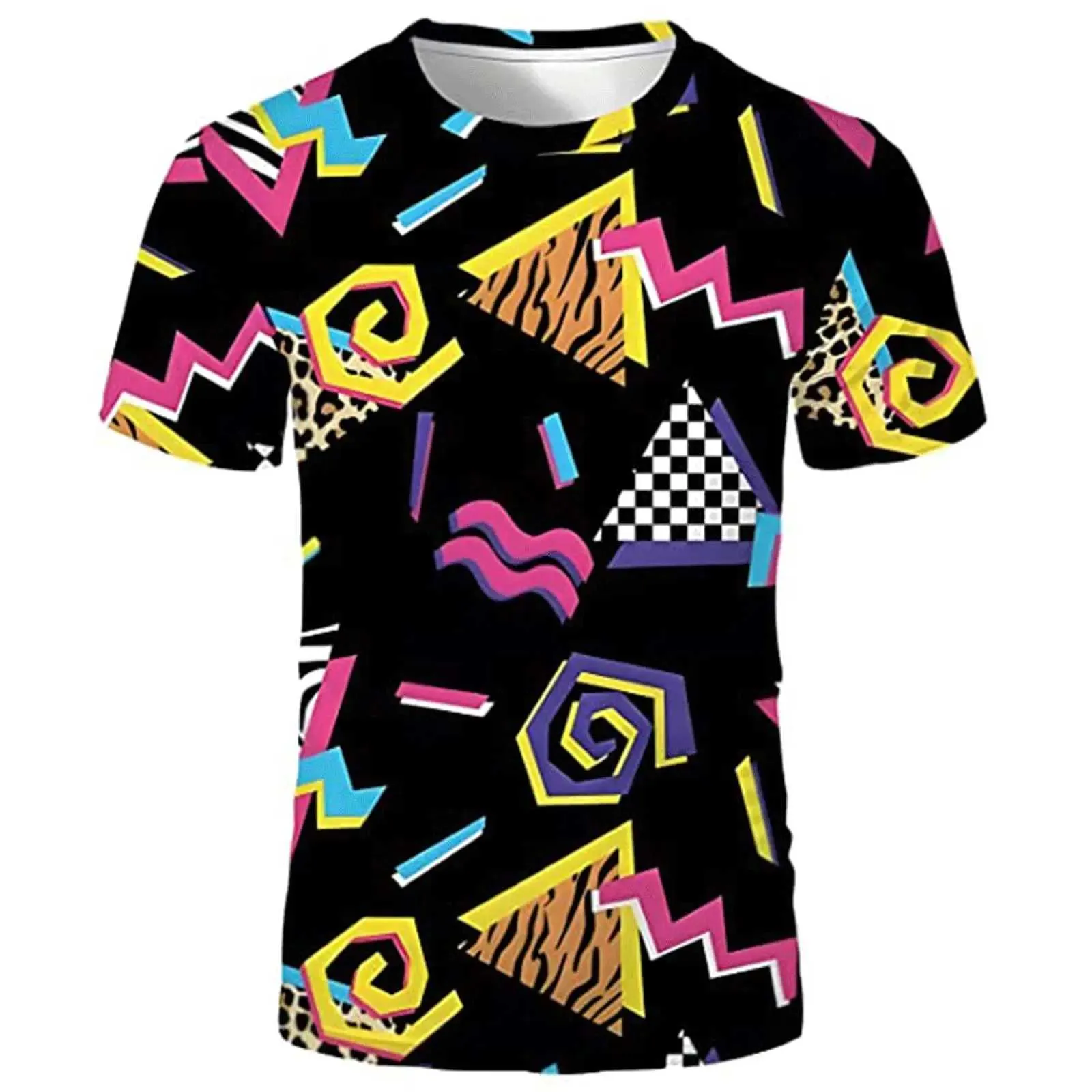 80s 90s 3D Print T Shirts Men Hip Hop Short Sleeve T From