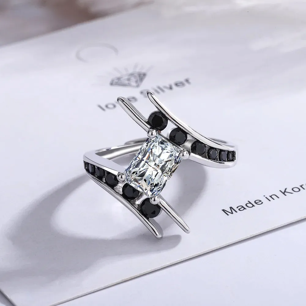 925 Sterling Silver Ring Sparkly Zircon Adjustable Simplicity Fashion Exquisite Women Jewelry Accessories Wedding Party_voghion.com