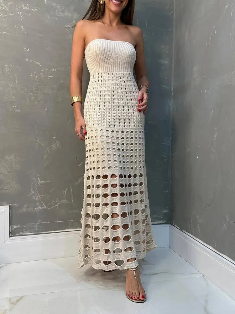 fitted lace wedding dress Printed Bandeau Maxi Dress Wholesale – AriAmi Resort Wear main image 0