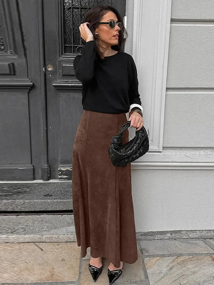 Ameri VINTAGE SUEDE LIKE ZIPPER SKIRT COW PATTERN SUEDE LIKE SKIRT