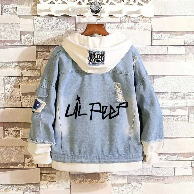 Lil Peep Style Denim Jacket, Unisex Y2K Jean Jacket | DHgate