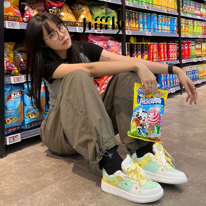 Jifffly Skateboard 2025 New Summer White Shoes For Girls No Box Students With Thick Sole And Versatile Style_voghion.com