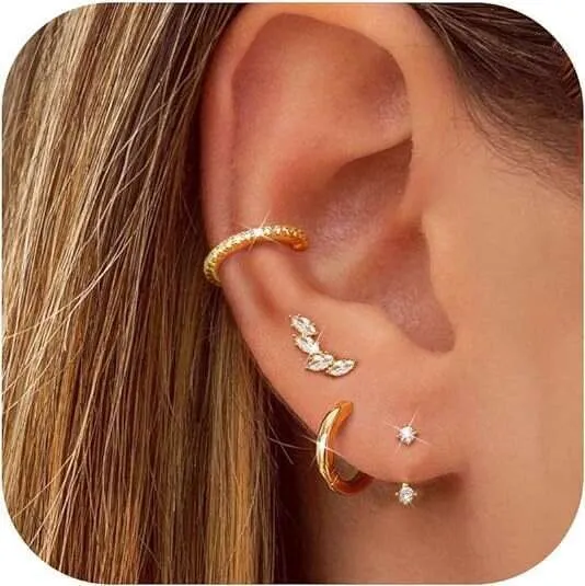 Brass Real Plated Hot Selling Gold And Sier Copper Round Hoop Earrings Fashion Set_voghion.com