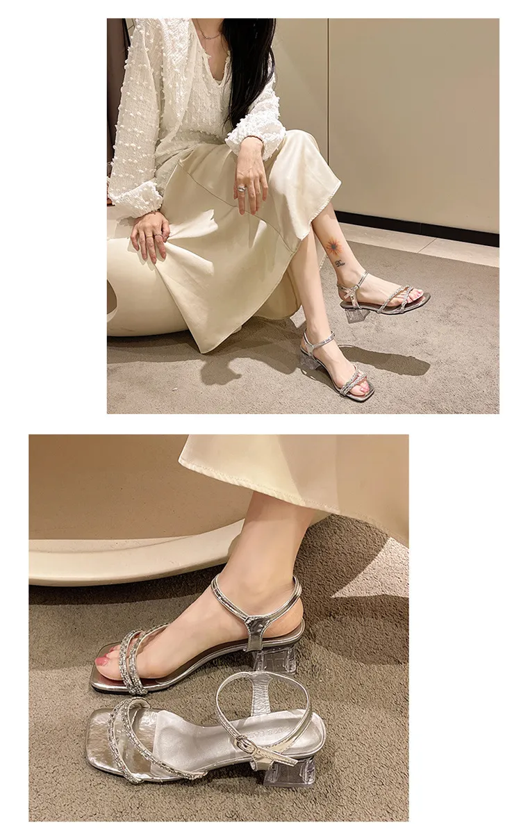 Sandale cu toc și strasuri pentru femei cu barete din cristal_voghion.com