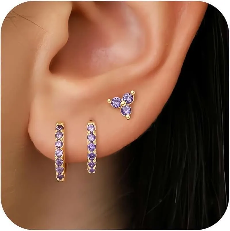Three Piece Earring Set Copper Gold Plated Stud Versatile Earrings_voghion.com