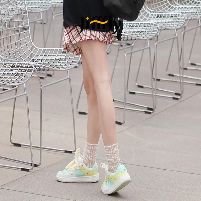 Jifffly Skateboard 2025 New Summer White Shoes For Girls No Box Students With Thick Sole And Versatile Style_voghion.com