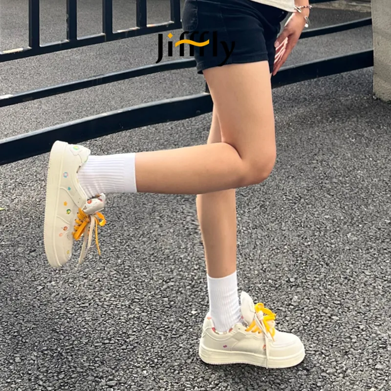 Jifffly Skateboard 2025 New Summer White Shoes For Girls No Box Students With Thick Sole And Versatile Style_voghion.com