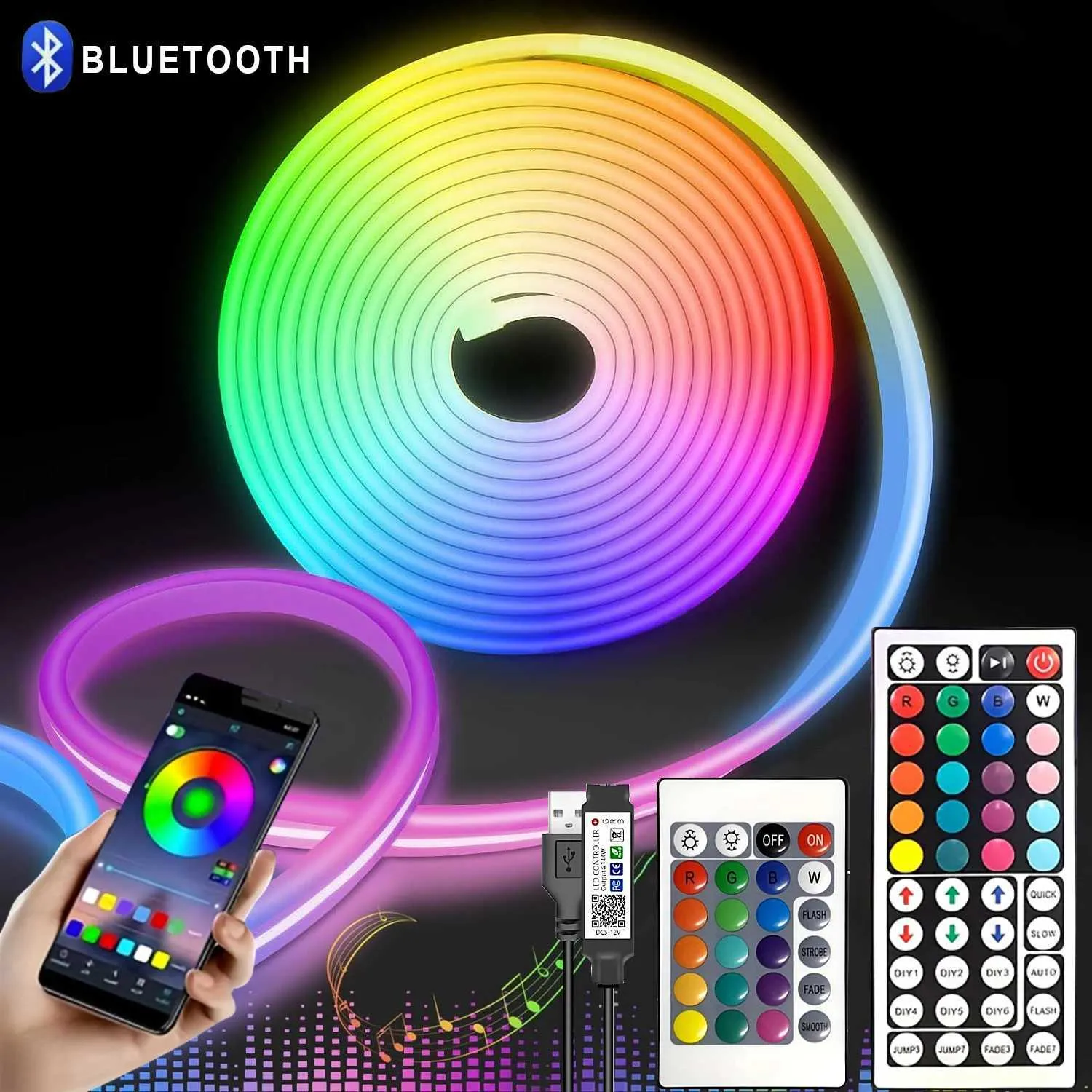 5V USB RGB Neon LED Strip Light 1M 2M 3M 4M 5M... From Honey_fruit ...