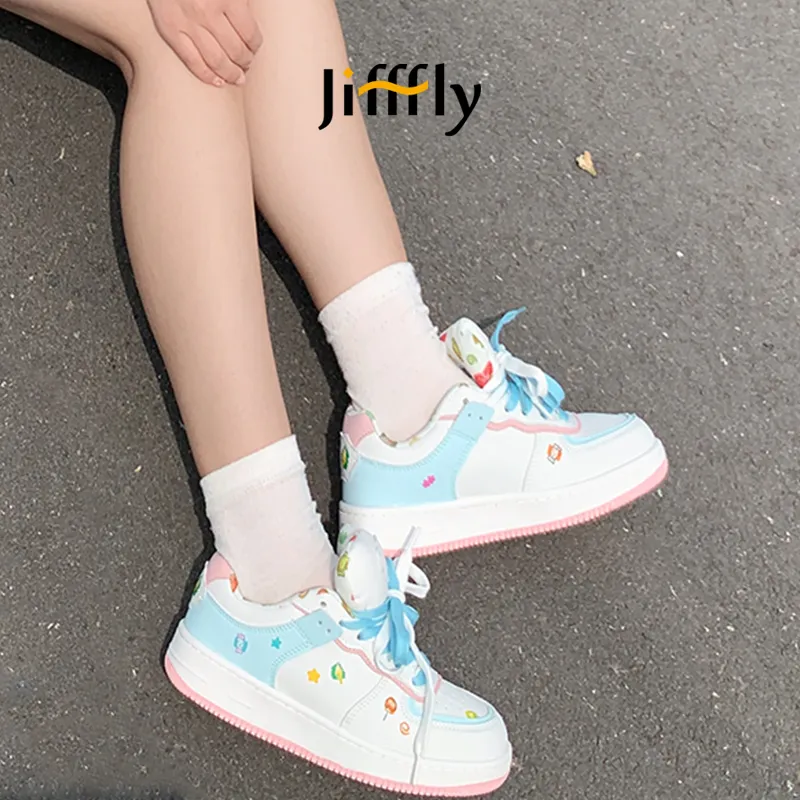 Jifffly Skateboard 2025 New Summer White Shoes For Girls No Box Students With Thick Sole And Versatile Style_voghion.com