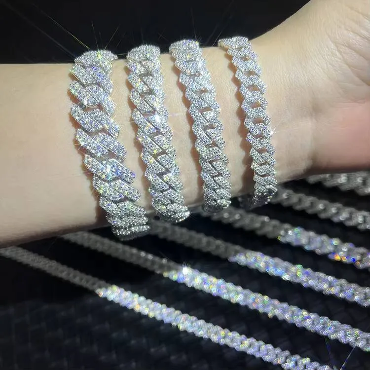 100% Passed Diamond Test 8 15mm Moissanite Cuban... From Goodvip925 ...