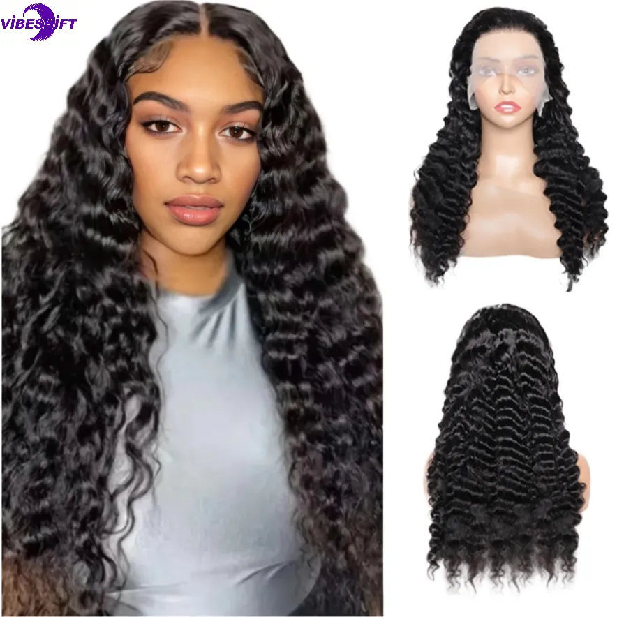 ViBESHiFT Deep Wave Human Hair Wigs 18 32 Inch Glueless 13x4 ...